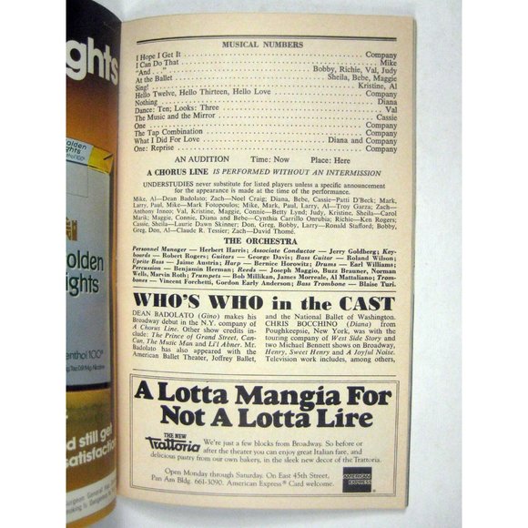 A Chorus Line Playbill 1978 Shubert Theatre Shakespeare Festival Ticket  Bennet - Picture 9 of 11